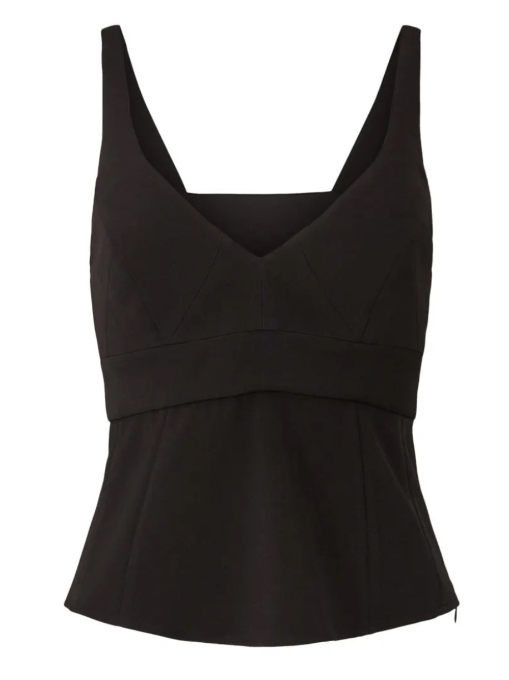 Tome V Neck Structured Tank Top Black